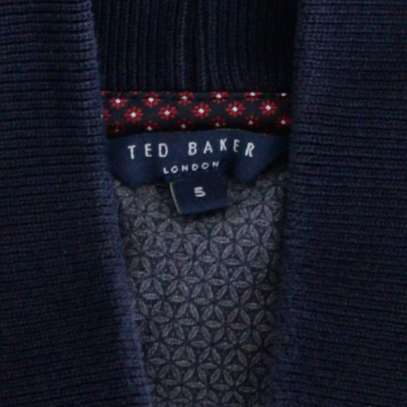Ted Baker London Navy Cotton Blend Button Up Cardigan Sweater Size 5 - Picture 4 of 10